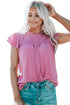 Tiered Sleeve Frilled Neck Dotted Top